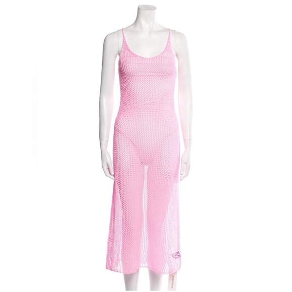 DODO BAR OR Metallic Pink Crocheted Corin Midi Dress Size IT40 US4 NWT - Picture 5 of 9